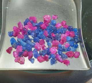 17.  2ct Rare Color Never Seen Before Neon Cobalt Blue Spinel &red Ruby Rough