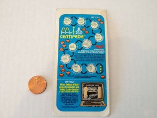 1982 Vintage Mcdonalds Atari Centipede Scratch Off Game Card Very Rare Poor