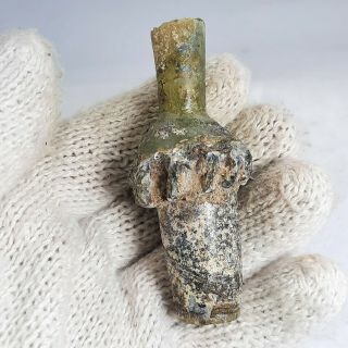 Circa 200 - 300ad Rare Ancient Roman Glass Iridescent Medcine Bottle With Patina