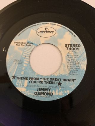45 Rare Promo Jimmy Osmond Theme From The Great Brain (you 