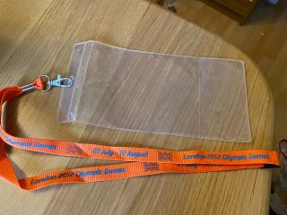 Very Rare London 2012 Olympics Vip Lanyard And Guest Ticket Holder Orange