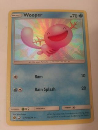 Wooper Sv9/sv94 Pokemon Card Hidden Fates Shiny Vault Holo