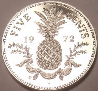 Rare Proof Bahamas 1972 5 Cents 35,  000 Minted Pineapple