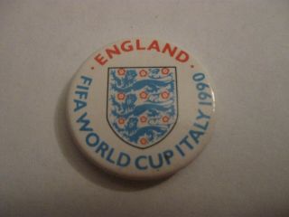 Rare Old 1990 England Fifa Football World Cup Italy Tin Button Badge