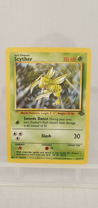 Near See 12 Pics Scyther 26/64 - Rare Non Holo Pokemon Card Jungle Set 1999