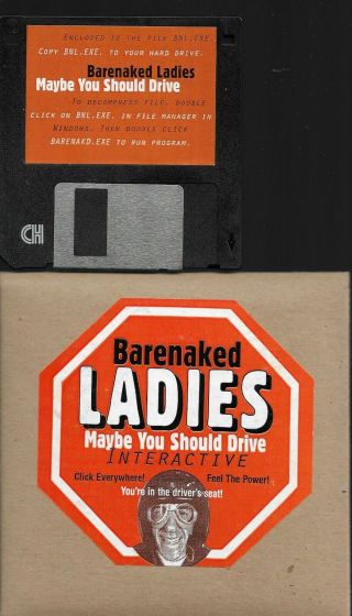 Barenaked Ladies " Maybe You Should Drive " Rare Floppy Disc Windows 3.  1 Vintage