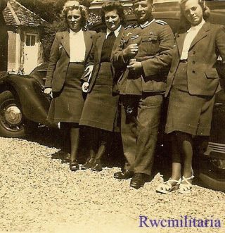 Rare Female Luftwaffe Blitzmädel Helferin Girls By Wehrmacht Staff Car