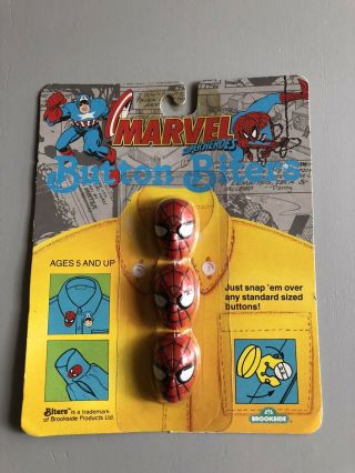 Vintage Spider - Man Marvel Heroes Button Biters 1991 Brookside Moc Rare