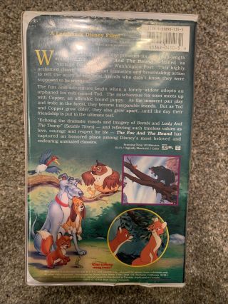 Very Rare The Fox And The Hound,  A Walt Disney Classic VHS Black Diamond Edition 3