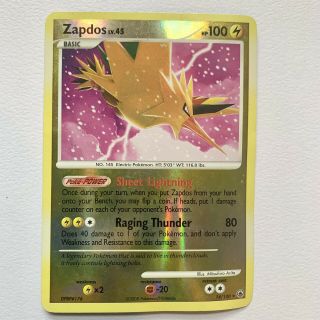Zapdos 14/100 Reverse Holo Rare Card Pokemon D&p Majestic Dawn 2008
