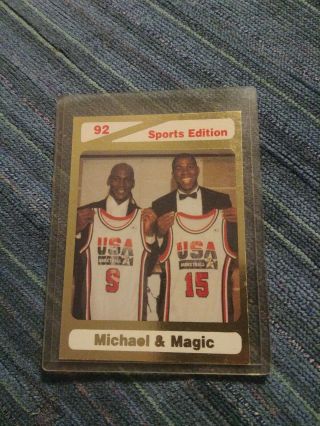 Michael Jordan And Magic Johnson Usa Rare Card