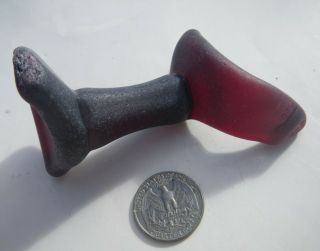 Sea Glass,  Rare Vintage Red Stem And Base