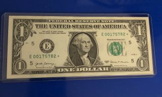 1 Dollar Bill Star Note Very Rare Low Serial Number Uncirculated