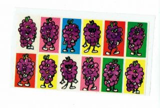 Rare Scratch & Sniff Vintage Stickers Partial Sheet Spindex Grape