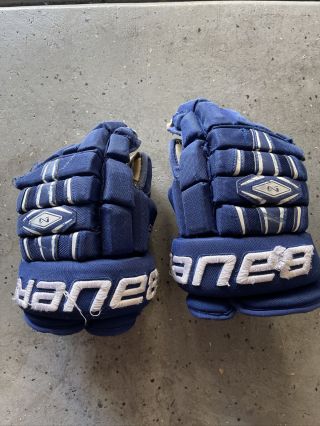 Bauer Hockey Pro Gloves Stock Return Rare Blue 14 Issued Team Warrior Ccm Rbk