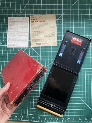 Rare Vintage Busch Pressman Camera Film Pack Adapter Holder 4x5 With Orig.  Box