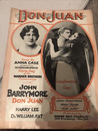 1920s Rare Old John Barrymore In Don Juan Warner Theatre Program