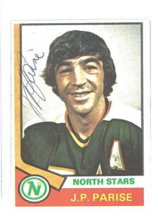 J.  P.  Parise Signed Autographed 1974 Topps Card North Stars Rare