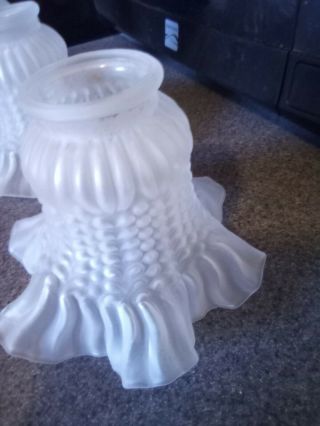 Lamp Shades Vintage Frosted Ruffled Floral Glass Art Deco Light Price For All 3