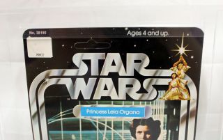 Vintage Star Wars 12 Back - A Carded Princess Leia Organa (SKU on Stand) AFA 80 5