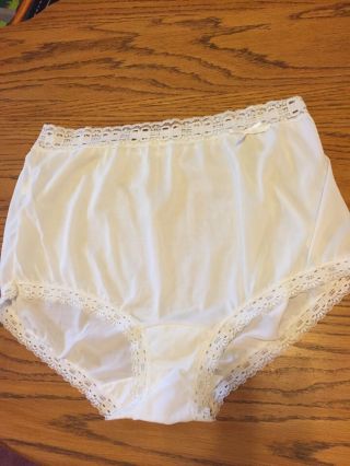 Vintage Olga Nylon Panties Wide Soft Lace Bow High Waist Size 8 Xl 00873