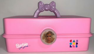Vtg Barbie Pink Purple Bow Caboodles Makeup Storage Carrying Organizer Case 2805