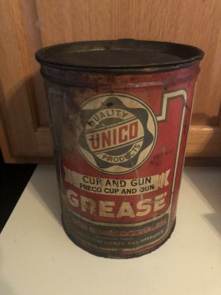 Vintage Unico 5 Lb Cup & Gun Grease Can