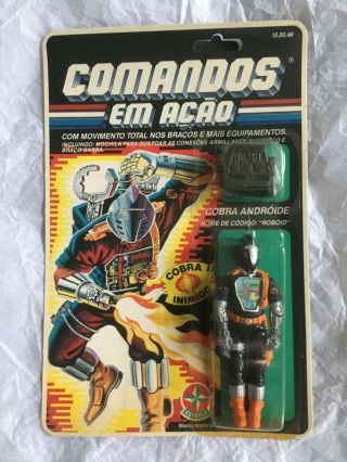 Gi Joe Cobra B.  A.  T.  S.  Battle Android Trooper Moc Brazil Estrela 1986 3 3/4 Inch