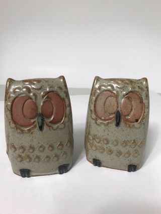 Vintage Stoneware Ceramic Owl Salt And Pepper Shakers Made In Japan