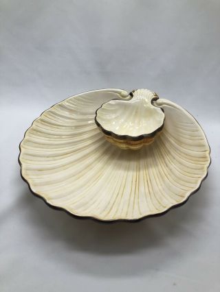Vintage Fitz And Floyd Shell Chip And Dip Bowl