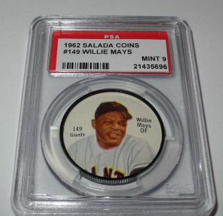 1962 Salada Baseball Coin Pin 149 Willie Mays San Francisco Giants Psa 9
