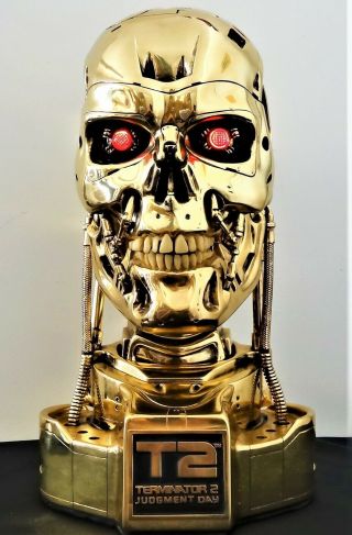 Hcg Terminator Endoskeleton Gold Chrome Life - Size Bust Statue Figure Rare