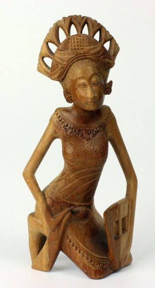 Vtg Bali Wood Carving Sculpture Indonesian Dancer Statue Figurine Statue Woman