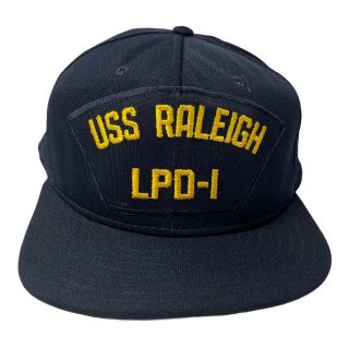 Vintage Uss Raleigh Lpd - 1 Navy Battleship Ajd Snapback Hat Sz Adult - Made In Usa