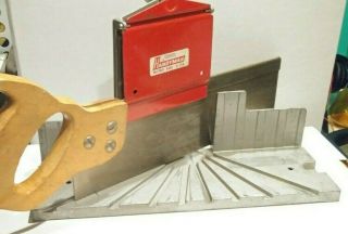 Vintage Stanley Handyman Mitre Box H114 W/ Wood - Handle Saw -