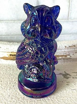 Joe St Clair Vintage Iridescent Carnival Art Glass 4 " Owl Figurine