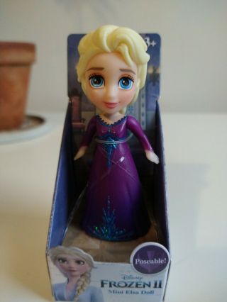 Disney Frozen Ii Poseable Mini Doll Toddler Miniature 3.  5 " Elsa Purple Dressed