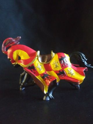 Papo Black Battle Horse W/ Red And Yellow Gear Medieval Toy