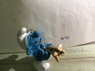 Rare Scci Smurf With Golden Pig & Certificate