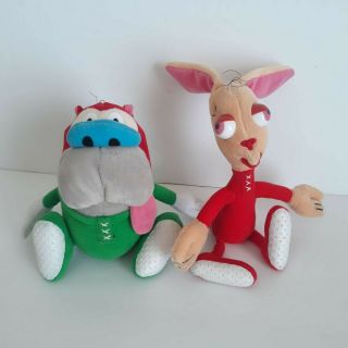 Ren And Stimpy In Pajamas - 1992 Plush Toy Doll Figures By Dakin 7 "
