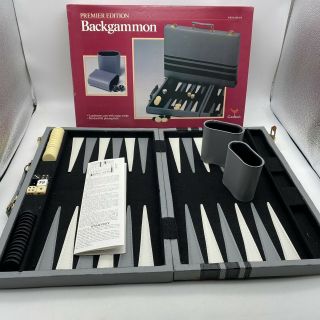 Vintage 1993 Cardinal Backgammon Game Premier Edition Blue Leatherette Case