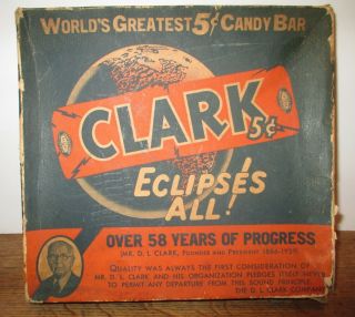 Old Vintage Clark Candy Bar Box D.  L.  Clark Co.  Eclipses All