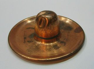 Vintage Stamped Solid Copper Cowboy Hat 4 " Dia Round Individual Ashtray S/h