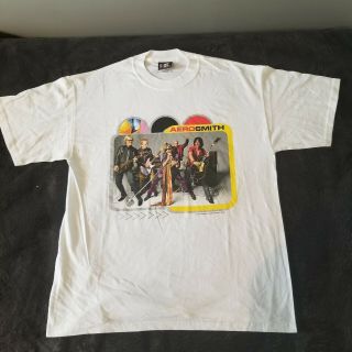 Aerosmith Vintage 2001 Just Push Play Tour White T - Shirt Size Large W/ Giant Tag