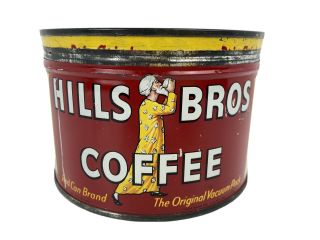 Vintage Hills Bros Coffee Can Tin Red Can Brand 1lb With Lid 76 Cents 16230 Top