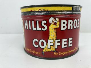 Vintage Hills Bros Coffee Can Tin Red Can Brand 1lb with Lid 76 Cents 16230 top 3