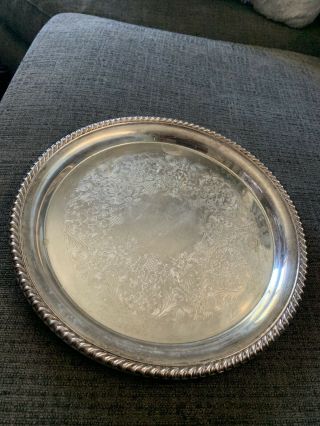 Vintage Wm Rogers Silver Plated 171 - Round Serving Tray Platter - 12 1/4 " 4