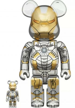 Sorayama X Iron Man Marvel Medicon Toy 400,  100 Bearbrick Set.  Usa Seller