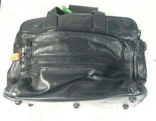 Tumi Expandable Great Vintage Authentic Black Leather Briefcase Messenger Bag