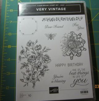 Stampin Up Very Vintage Rubber Mount Stamp Set Of 10 Floral & Greetings Bee